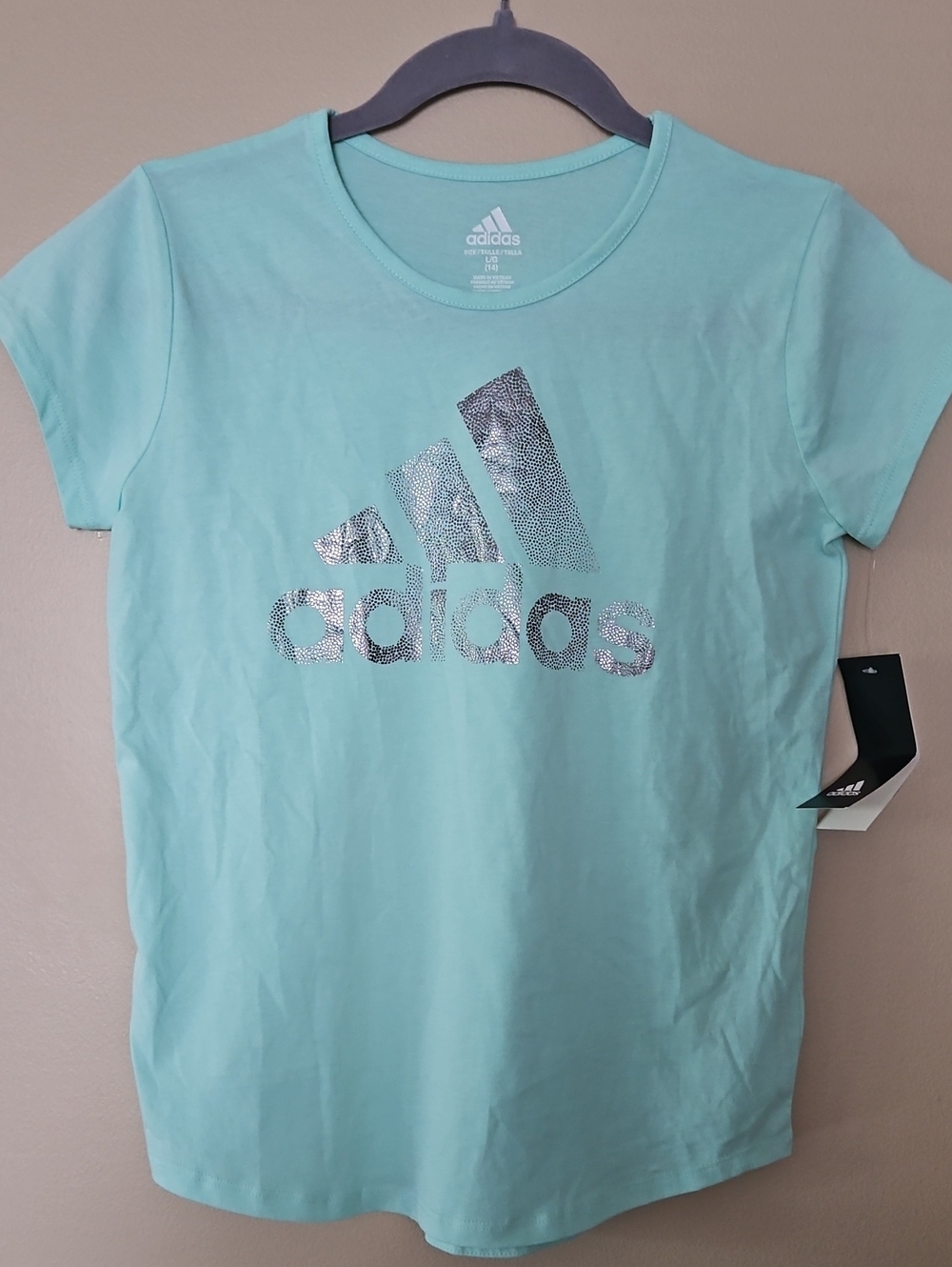 adidas Mint Green Short Sleeve Tee with Silver Logo